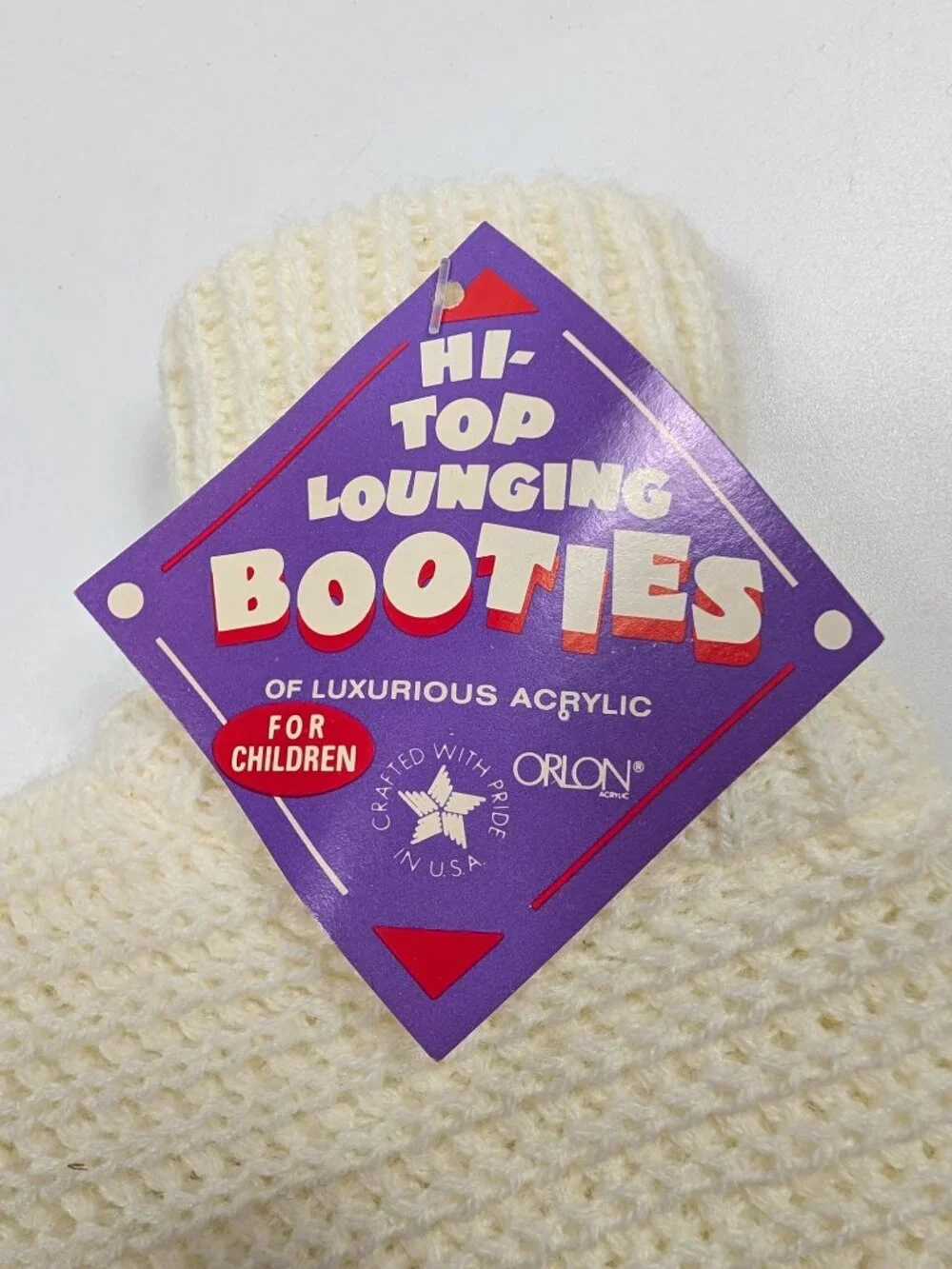 Vintage Knit Hi Top Lounging Booties 100% Orlon Acrylic NWT OSFM